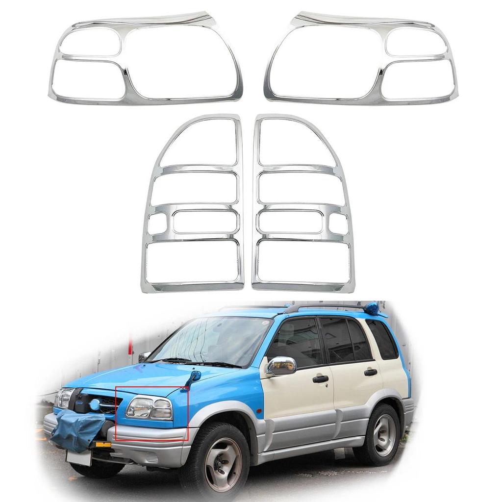 Chrome Head Lamp Covers Trim + Tail Lamp Covers Car Accessories For Suzuki Grand Vitara Escudo 2.0 1