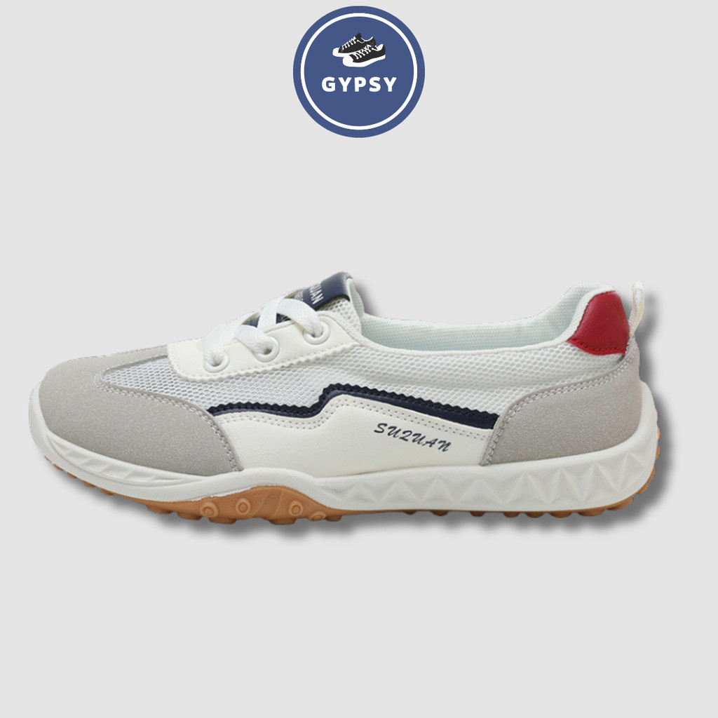 Gypsy - Sepatu Sneakers Wanita Cantik Casual Nyaman Kece Simple Kece Ringan Bahan PU Kombinasi Mesh 