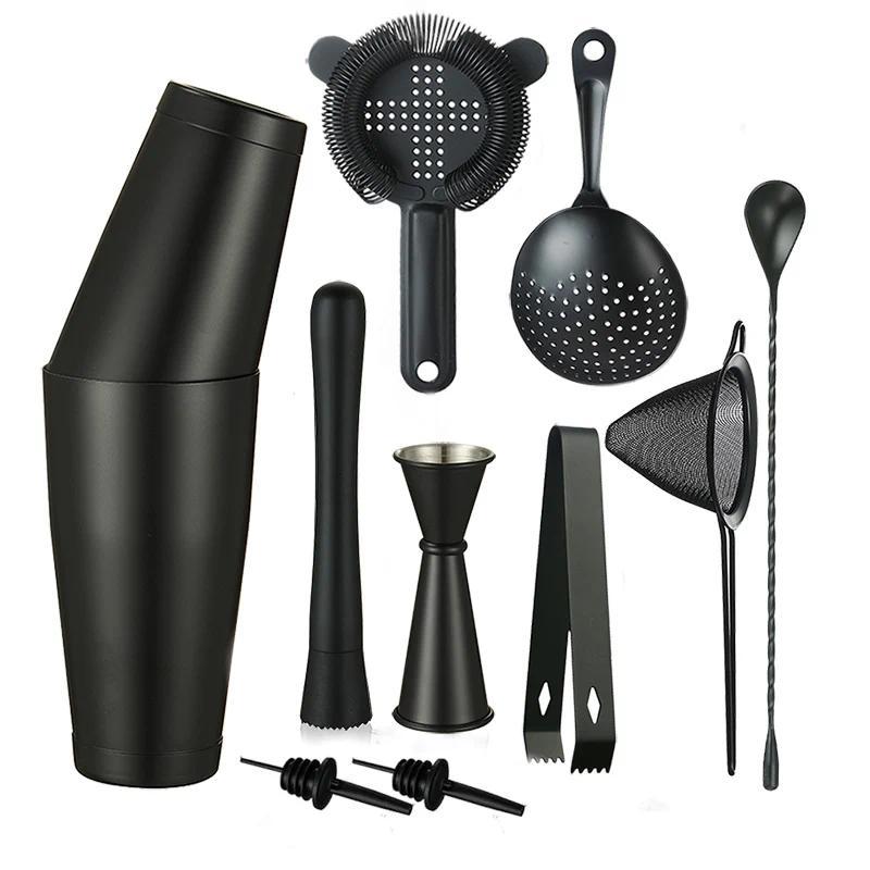 Cocktail Shaker Bar Set: Weighted Boston Shakers, Cocktail Strainer Set,Jigger, Cocktail Muddler,Spo