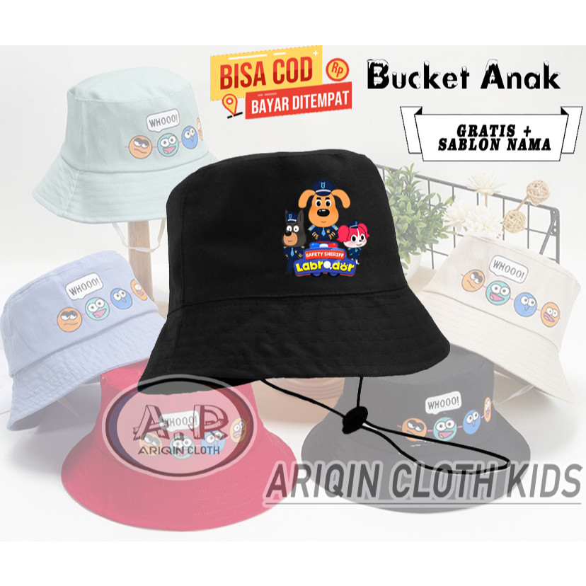 Redmerch // Topi bucket anak motif polisi labrador