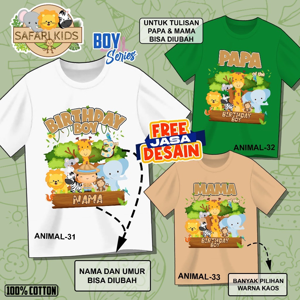 kaos ulang tahun anak kaos ulang tahun couple family kaos ultah couple keluarga birthday Zoo Animal