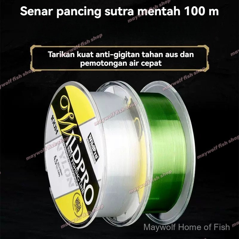 Senar Nilon Monofilamen Kuat 1.7kg ~ 15.8kg Invisible Fishing Line 0.6# ~ 8# Pancing Super Kuat 100 
