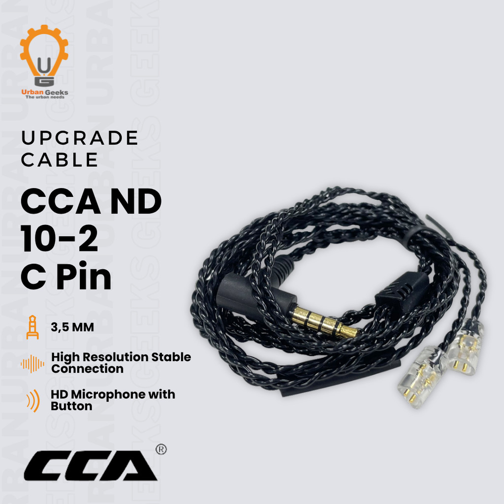ND 10-2 DTS Original Cable 3.5mm 2 Pin OFC Earphone Cable dengan Mic