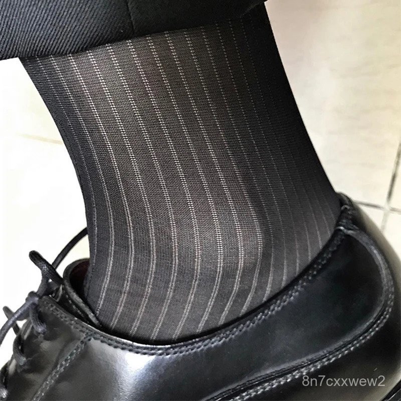 Mens Translucent Tube Socks Classic Breathable Ultra Thin Exotic Sock Male Business Formal Business 
