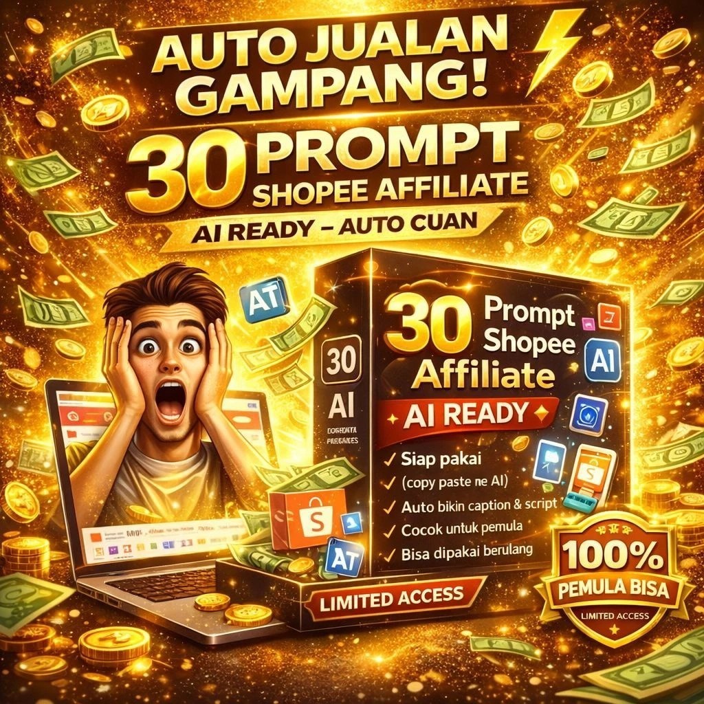 Prompt Konten Shopee Affiliate - AI ready– Prompt, Script & Template Siap Pakai (30/50/100 Prompt)
