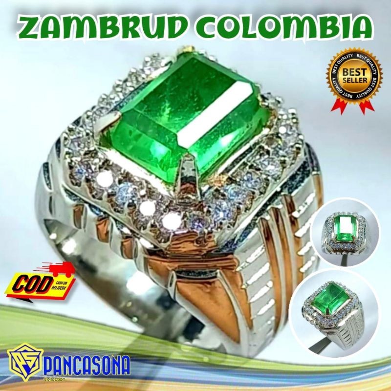 Cincin Zamrud Colombia Natural Asli Catam Elegan