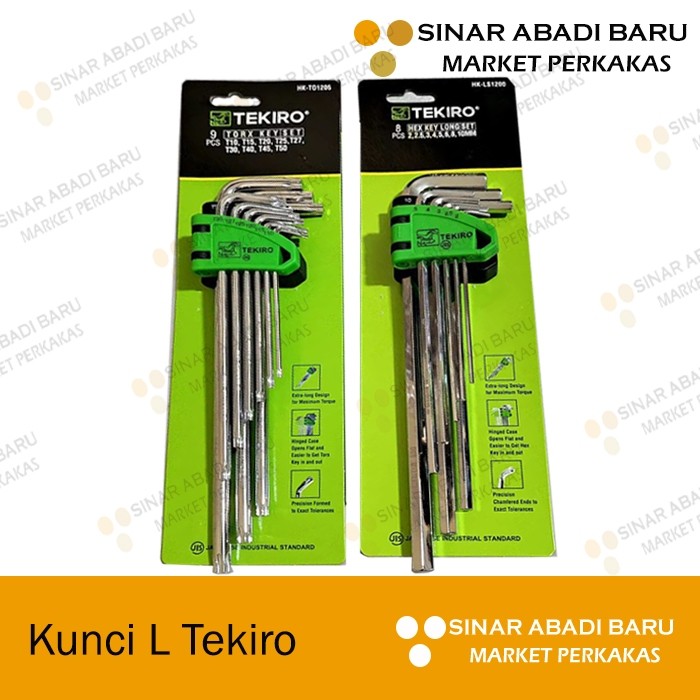 Tekiro 2 Set Kunci L Bintang Tekiro Set 9 Pcs + Kunci L Panjang Tekiro Extra Long Hex key Set 8 Pcs 
