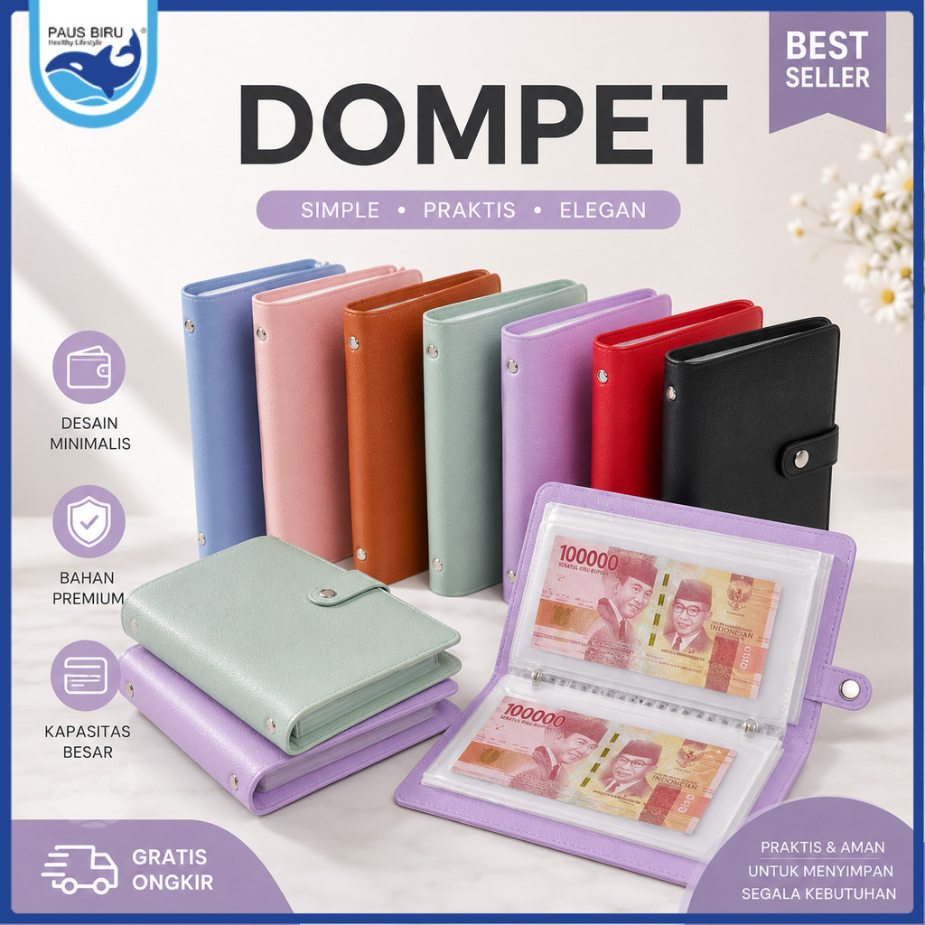 Paus Biru - Dompet Disiplin Nabung Pengatur Uang Bulanan | Wallet Organizer Keuangan Anti Air Premiu