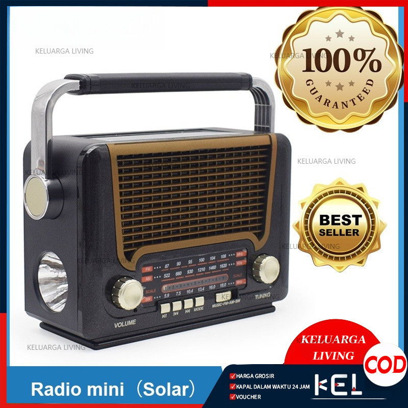 Radio Fm Bluetooth/AM/SW Radio Jadul Player Radio Portabel Retro Solar Pengisian DenganSenter Kartu 