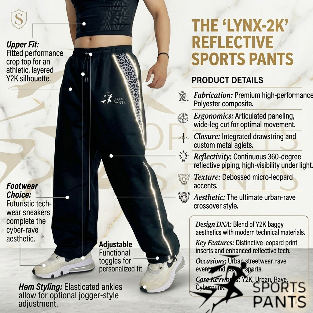 S LEOPARD SPORTS PANTS Celana Leopard Celana Baggy Pants Reflektif Y2K Celana Panjang Pria Wanita Te