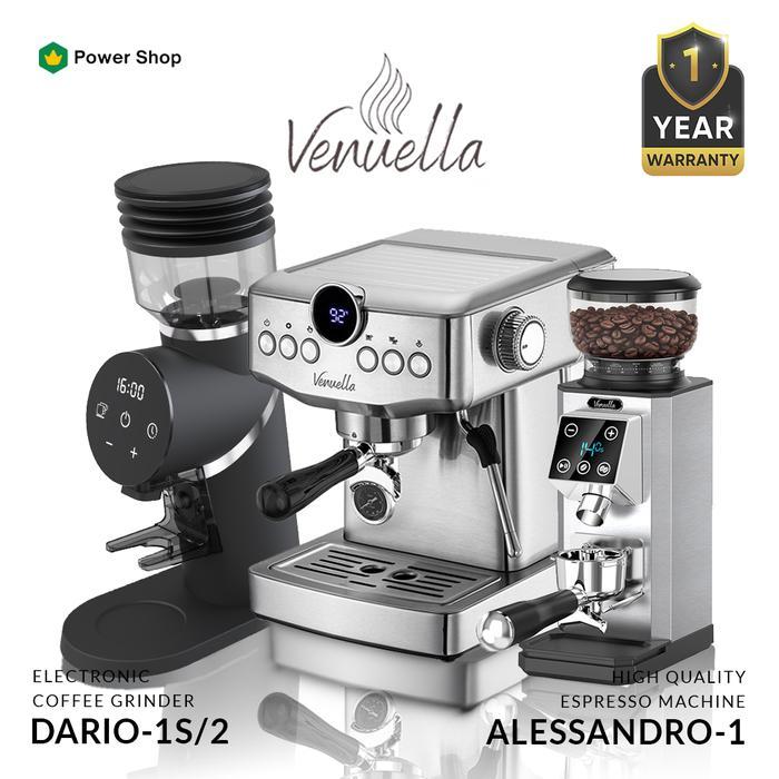 Mesin Kopi Espresso Alessandro-1 & Grinder Kopi Elektrik Dario 1S/2 - Venuella Bundling / Bundle - A