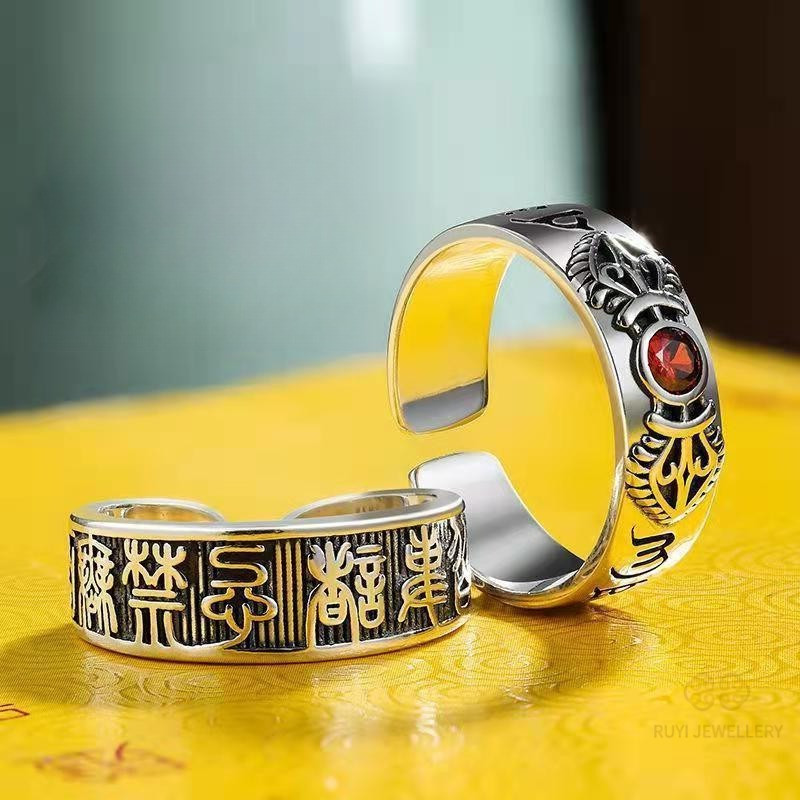 Cincin Vajra Warna-warni, Tidak Tabu, Perak Thailand, Retro, Dipersonalisasi, Cincin Ekor Pria, Cin