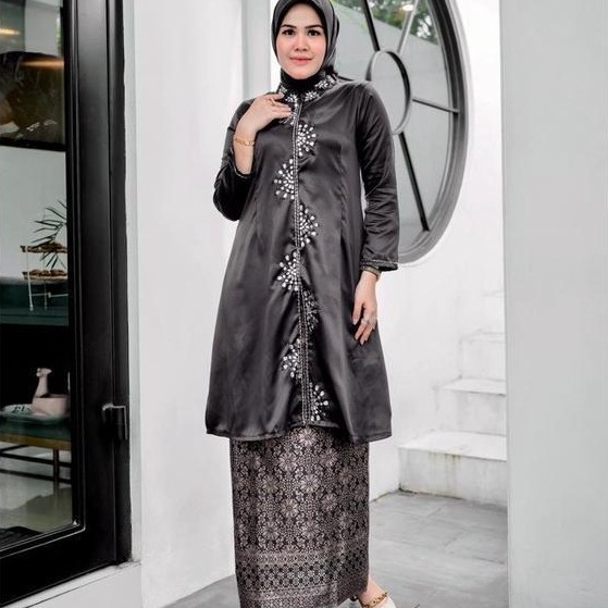 Kebaya setelan songket - Atasan kebaya modern dan elegan 2024 - kebaya Hitam songket wisuda - baju k
