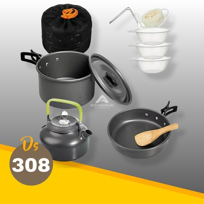 Paket Hemat Cooking Set Nesting DS 308 Kompor Camping Outdoor - DS-308 SAJA