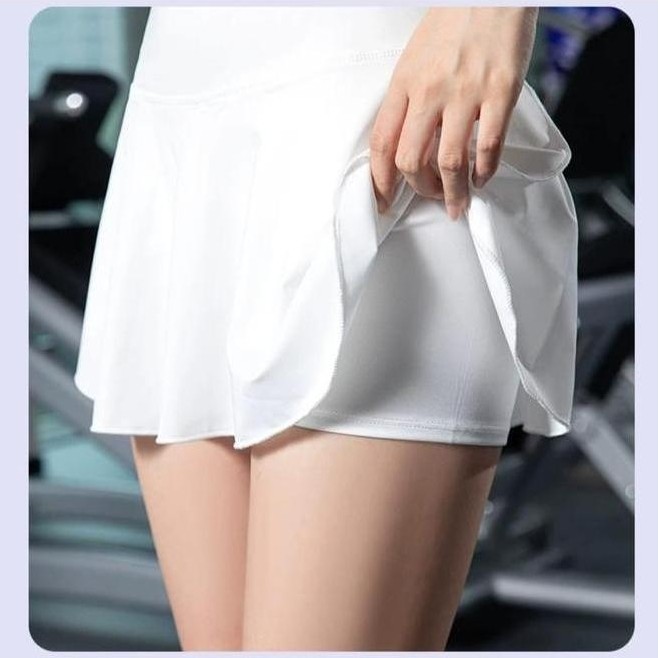 Baju Stelan Set Olahraga Sport Tenis Gym 6626 Hitam Ungu Putih Cream Salem Kaos Lengan Pendek & Rok 
