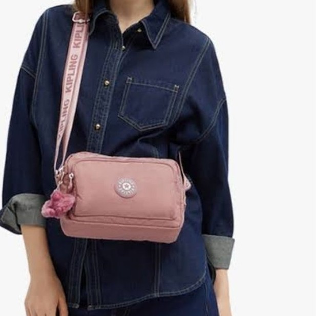 Tas selempang Kipling wanita original - Abanu Zip in glorious pink