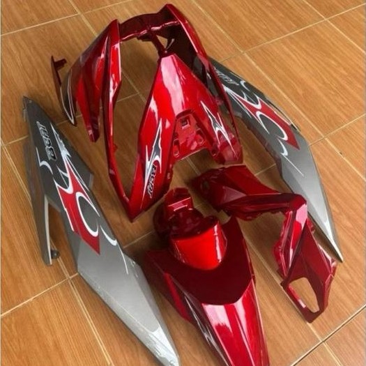 cover body ful set bodi halus Honda beat esp-eco-street 2017 2018 2019 warna merah candy mix grey