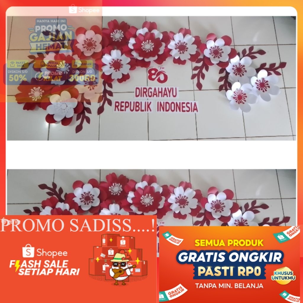 paper flower backdrop kertas jasmine