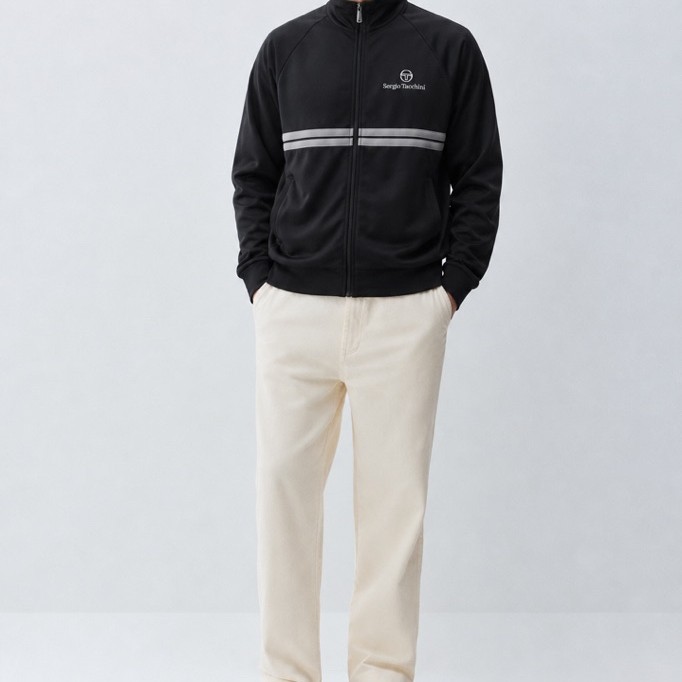Sergio Tacchini Dallas Tracktop Jacket In Black / Grey