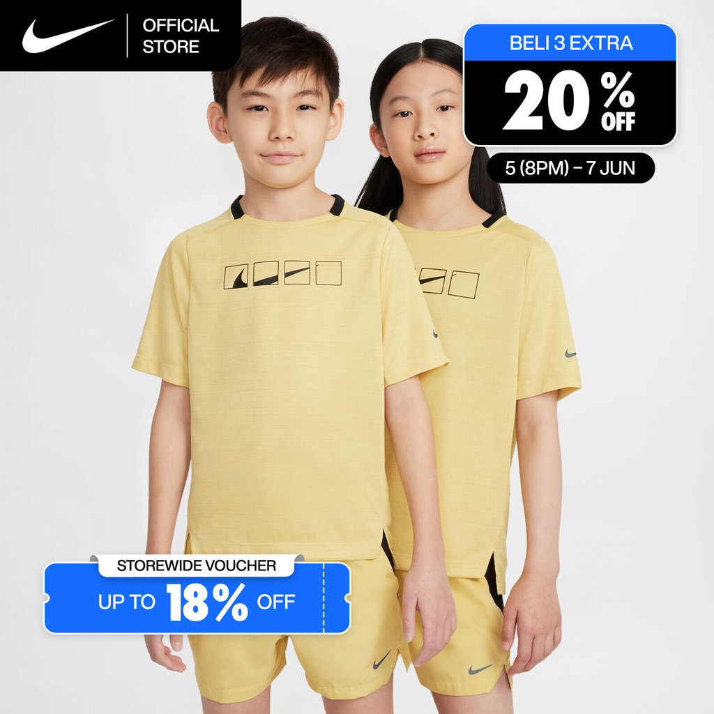 Nike Dri-FIT Older Kids' (Boys') Multi Tech Short-Sleeve Top - Saturn Gold [HJ0631-700]