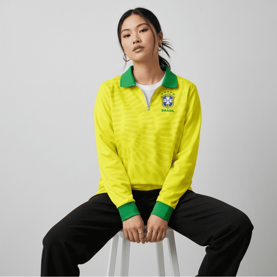 Jersey Bola Vintage Brazil 2004 Longsleeve Retro Resleting