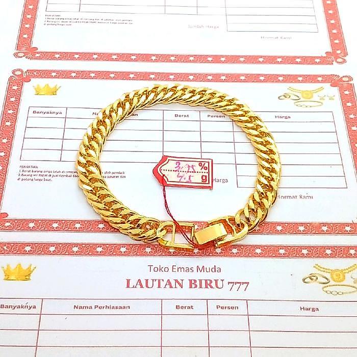 Gelang tangan rantai emas muda asli berat 5gram kadar 875 anti luntur anti karat free surat dari tok