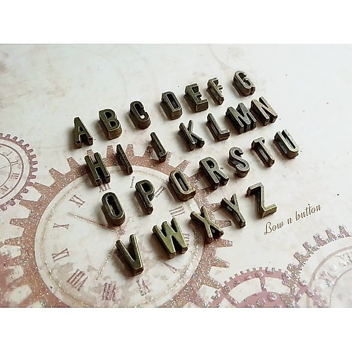 Bandul Huruf A-Z Liontin Sisip Slide Bronze Silver untuk Gelang Kalung DIY