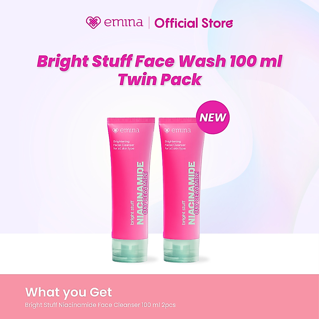 [EXCLUSIVE CREATORS] Twin Pack Emina Bright Stuff Niacinamide Oxy Ceramide Brightening Face Wash 100