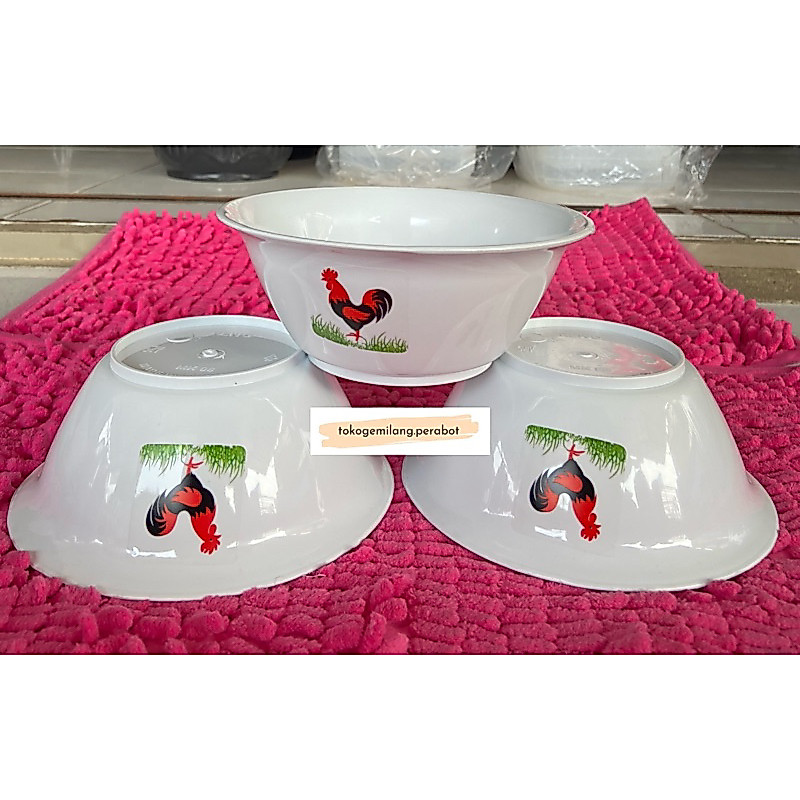 Mangkok Ayam Jago Plastik / Mangkok Ayam Plastik / Mangkok Plastik Putih