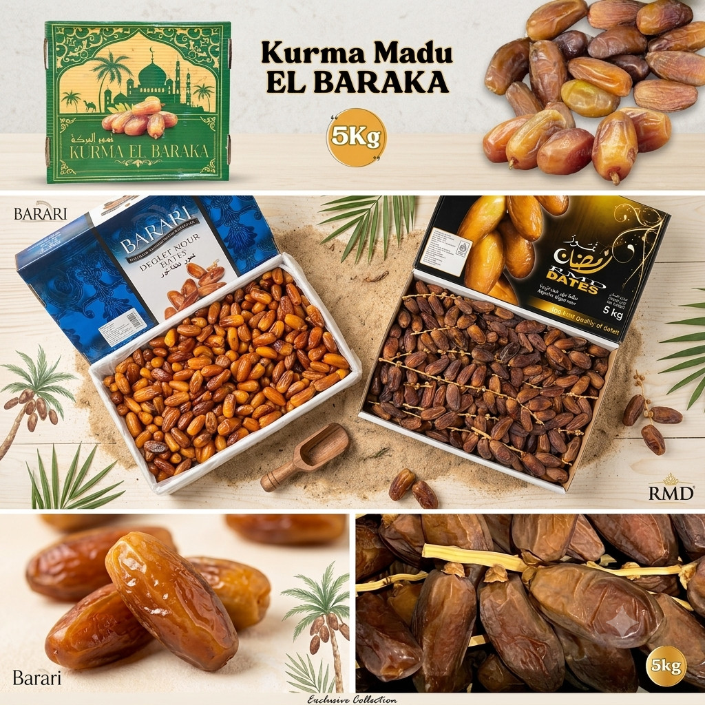 Kurma 5kg barari tunis madu 5kg rmd tangkai 5kg kurma madu el baraka 5kg hampers souvenir oleh oleh 