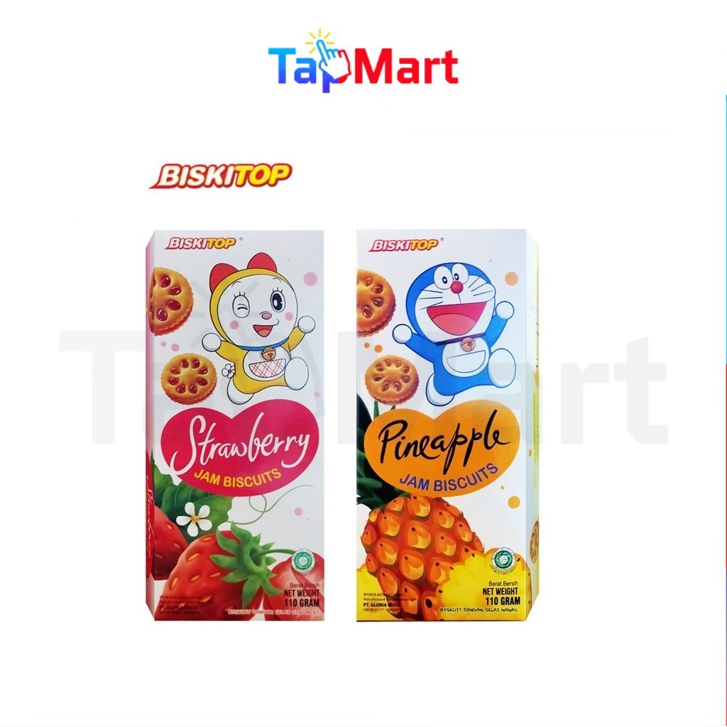 TapMart - Biskitop Jam Biscuits Strawberry Pineapple 110 g Biskuit Selai Stroberi Nanas