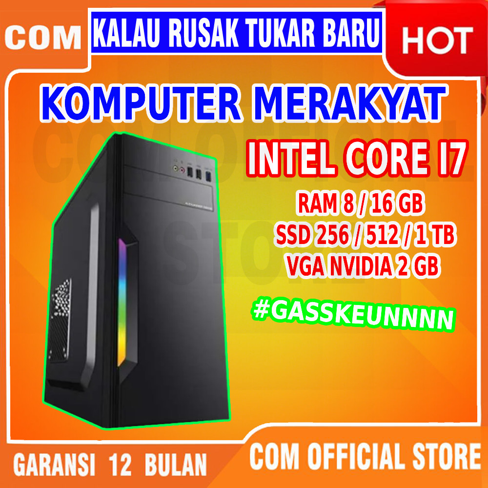 CPU GAMING PC KOMPUTER COMPUTER RAKITAN I7 RAM 8GB SSD 256 512 1 TB EDITING Desain Grafis