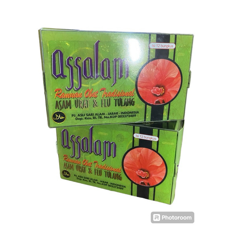Assalam Ori Obat Asam Urat Dan Flu Tulang | Box plastik Mika Apotek Herbal Cina