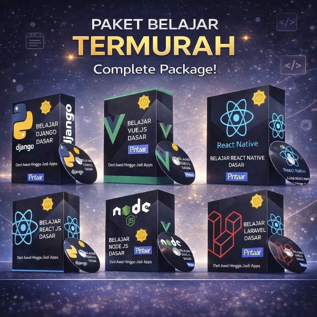 Paket Lengkap Belajar Pemograman React Js, Django Python, Vue JS, Laravel, & React Native