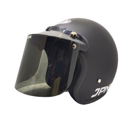 HELM BOGO JPN HITAM DOFF KACA DATAR SMOKE