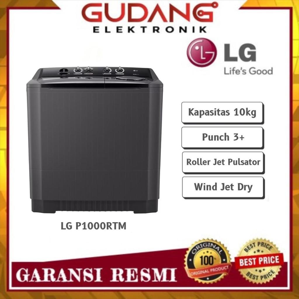 GP TWIN TUB LG P1000RTM MESIN CUCI 2 TABUNG LG-P1000RTM