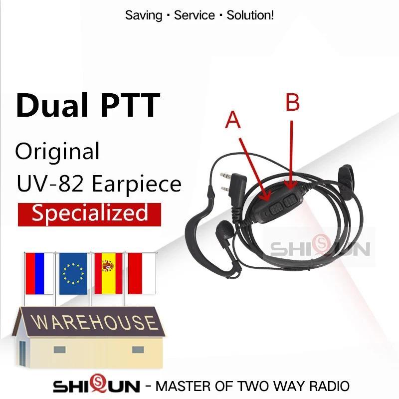 Baofeng UV-82 Earpiece Dual PTT Acoustic Headset Mic UV-8HP UV-8 UV82L UV-89 UV 82 UV-82 Plus UV-82T
