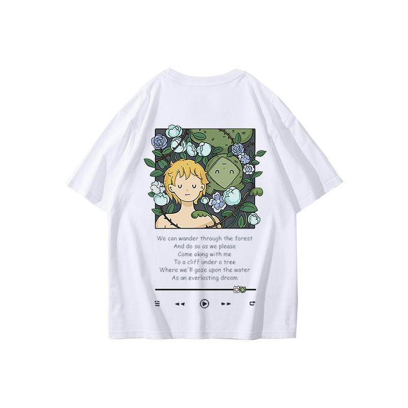 Kaos Oblong Adventure Time Pria Desain Bercorak Besar Di Belakang Pakaian Peripheral Adventure Time 