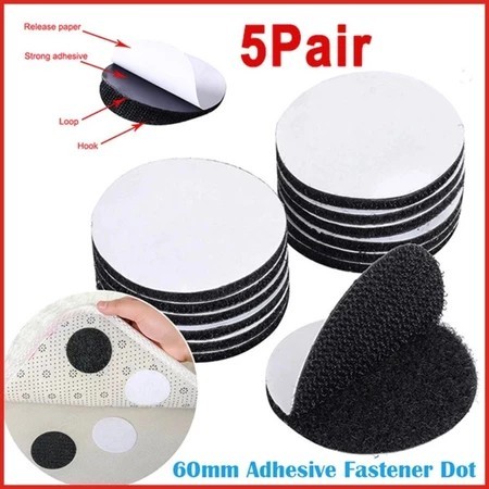 Velcro Perekat Tape 6cm Velcro Double Tape Dua Sisi Velcro Magic Tape Velcro Tape Bulat 5pcs