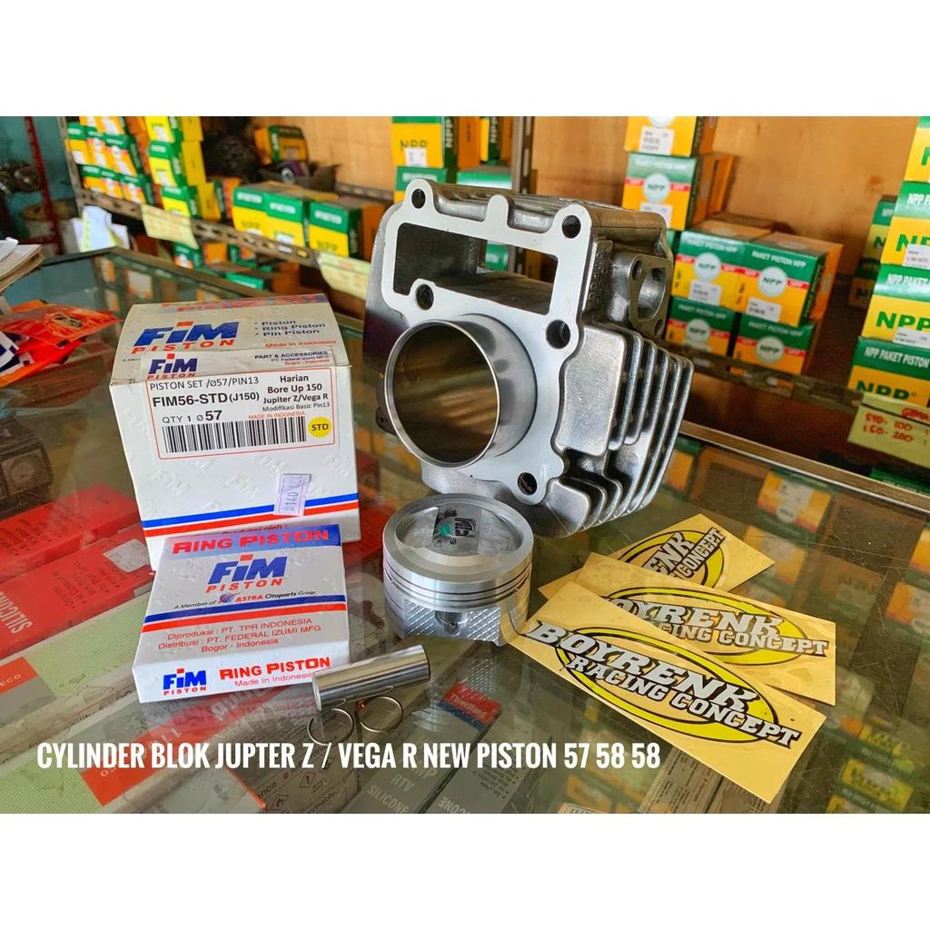 CYLINDER BLOK PISTON SEHER YAMAHA JUPITER Z BORE UP SET PISTON 57 57.5 58 58.5 59 - BOYRENK RACING