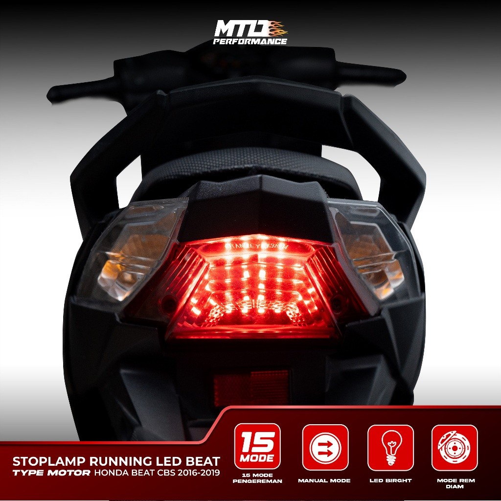 Stoplamp Running Beat Deluxe Beat Fi Beat Street Beat Esp 2016 2019 2020 2024 15 Mode Otomatis Lampu