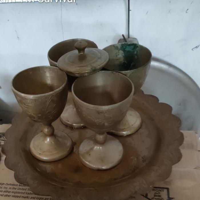 Gelas kuningan / cawan kuningan / barang jadul