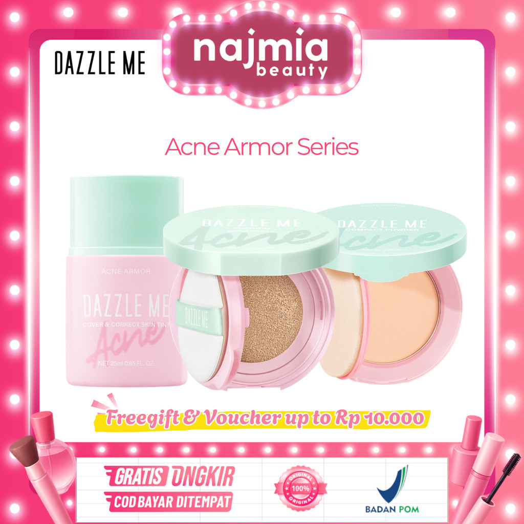 Najmia Ofc DAZZLE ME Acne Armor Series | Flawless Flex Compact Powder | Puff Perfection Cushion | Co