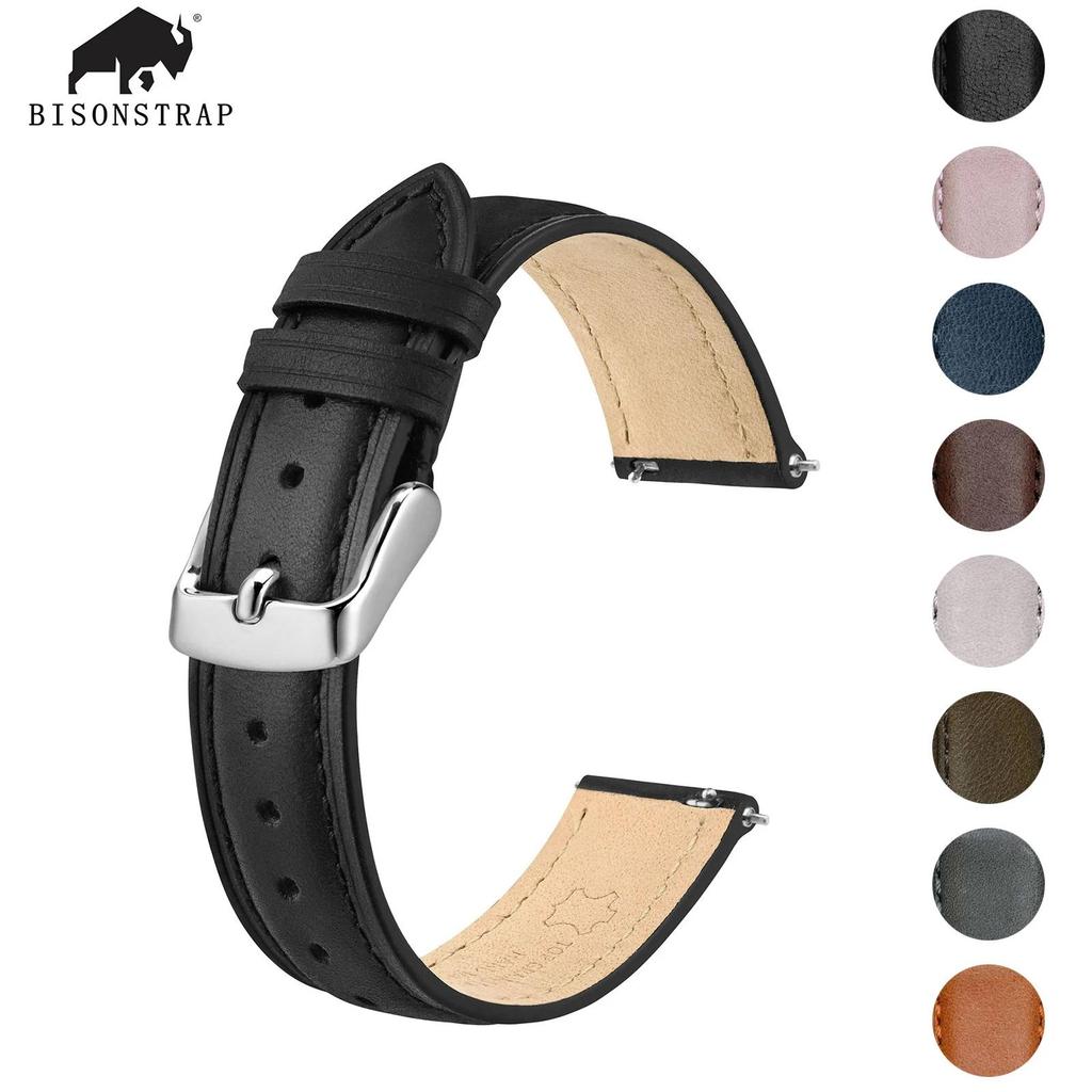 Tali Jam Tangan Kulit BISONSTRAP untuk Wanita, 12mm 14mm 15mm 16mm 18mm 20mm Tali Jam Tangan Penggan