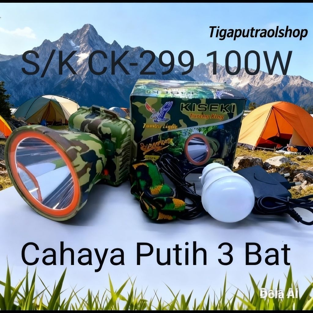 DAY SALE Senter Kepala KISEKI CK-SK188 / CK-299 / CK-SK299X LED Super Terang 100W 300W Waterproof Ba