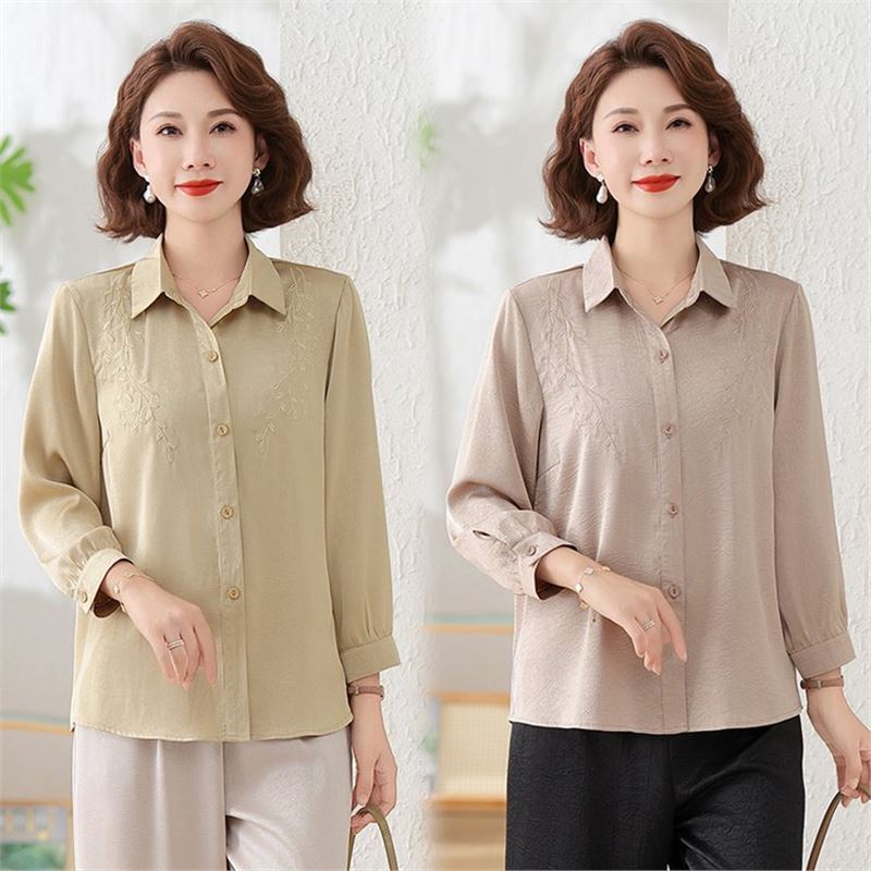 Kaos musim panas ibu pertengahan usia 2025 pakaian baru yang lebih tua pakaian wanita yang lebih tua
