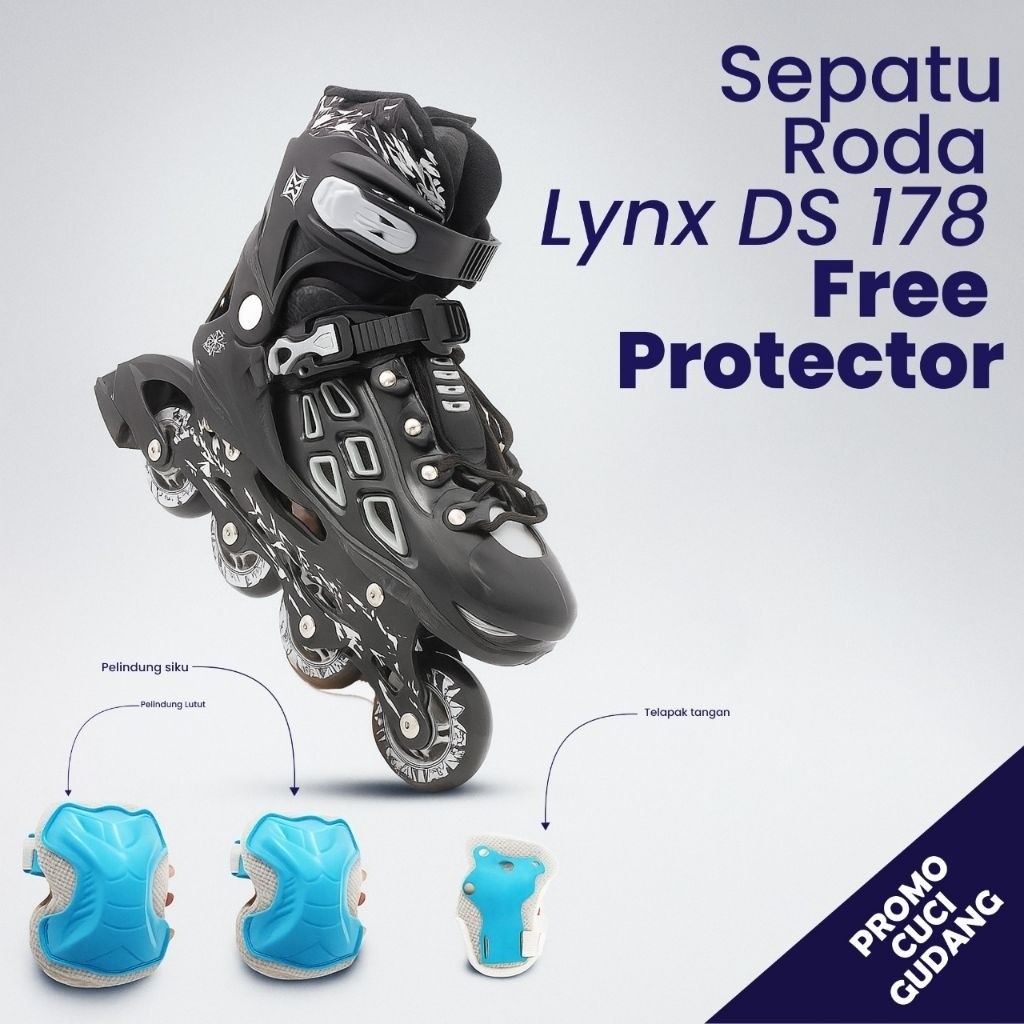 Inline Skate Lynx DS 178 Sepatu Roda Black