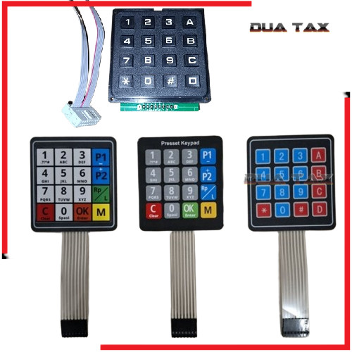 Tombol Keypad Pom Mini Timbul 4x4 + Kabel Socket & Keypad Pom Mini Membrane