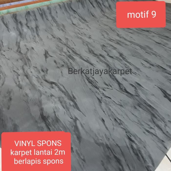 KARPET LANTAI VINYL SPONS EMPUK 50cm x 200cm - SPON MARMER ABU