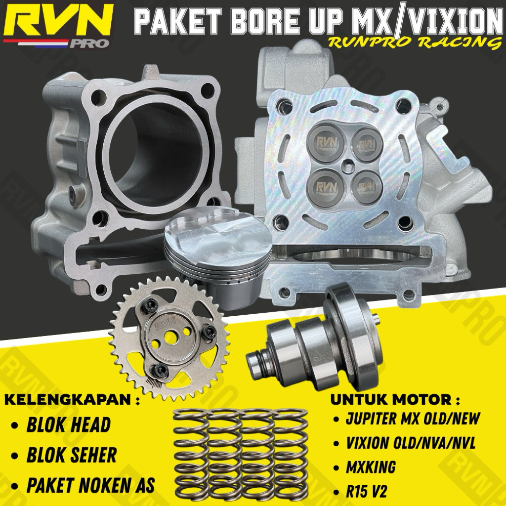 UP SPEED | RVN PAKET BLOK HEAD & SEHER BORE UP JUPITER MX VIXION OLD NVA NVL XABRE MXKING R15 V2 MX 